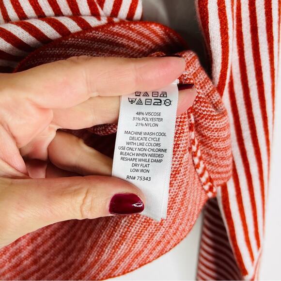 Cynthia Rowley orange white striped oversized cropped sweater XS - Picture 5 of 6